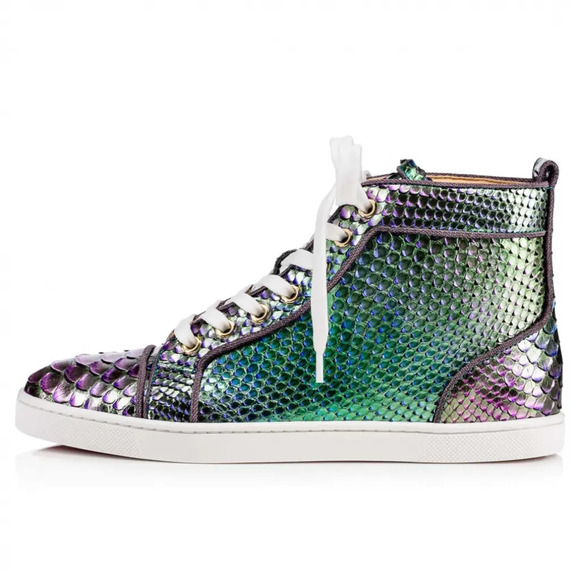 Christian Louboutin Bip Bip Orlato Flat Python Snakeskin High Top Sneaker 41 - Picture 3 of 14